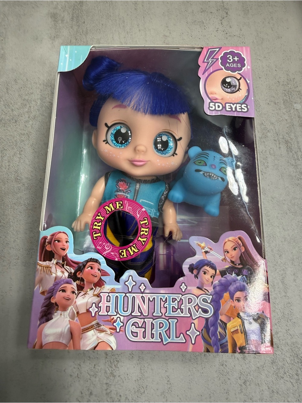 Zoey inspo huntrix Girl Blue-Eyed Doll with Blue Pet - Hunters Girl